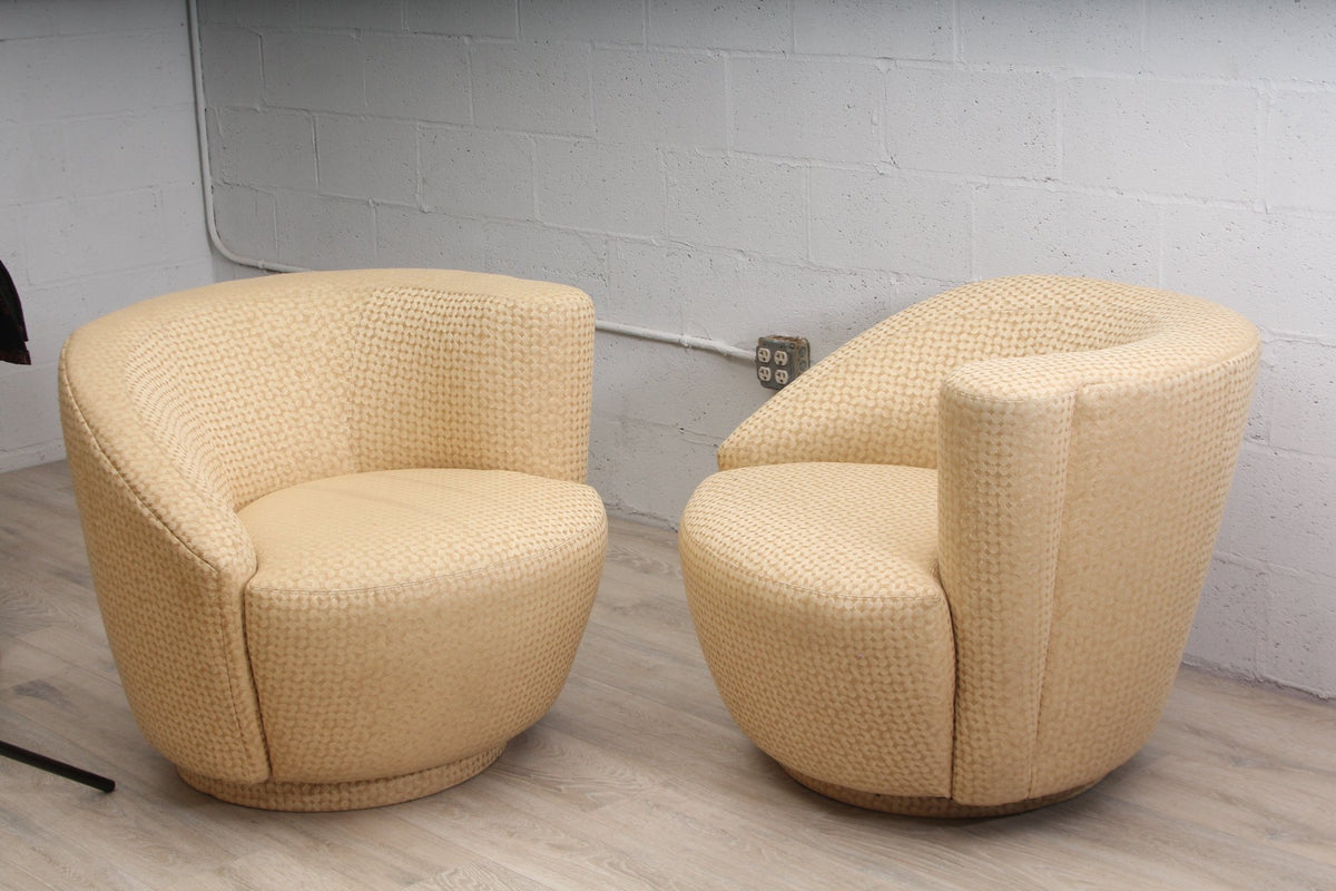 Pair of Vintage Vladimir Kagan Nautilus Style Swivel Chairs Circa 1960s