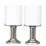 Pair of Petite French Art Deco Hammered Silver Table Lamps C1940s