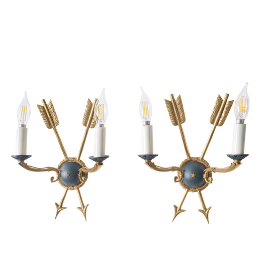 Luminaire D'Art Gilded Empire Style Arrow Sconces, Pair of