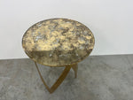Niermann Weeks Pike Occasional Side Table with Gold Leaf Base and Tangerine Glass Top