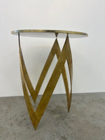 Niermann Weeks Pike Occasional Side Table with Gold Leaf Base and Tangerine Glass Top