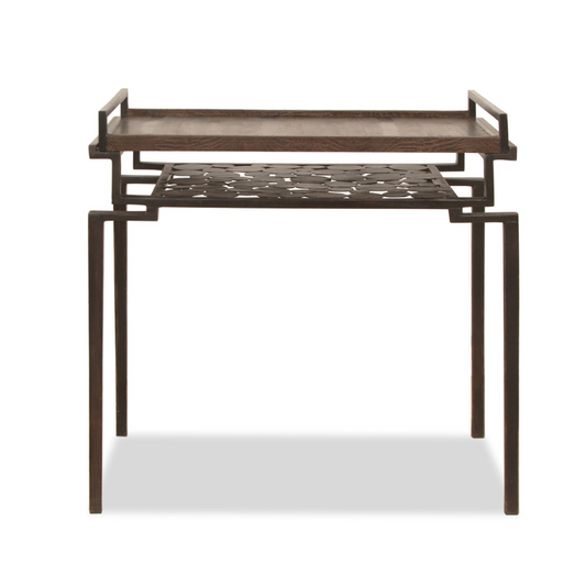 R & Y Augousti Tray Side Table with Snakeskin Tray