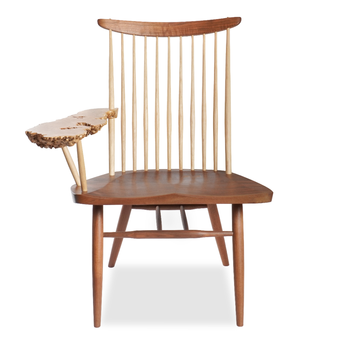 Rare George & Mira Nakashima Burl Slab Arm Lounge Chair, Signed & Dated