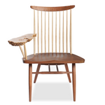 Rare George & Mira Nakashima Burl Slab Arm Lounge Chair, Signed & Dated