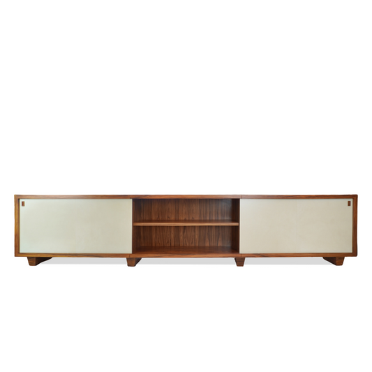 Rees Roberts Modern Rosewood and Parchment Console Media Center