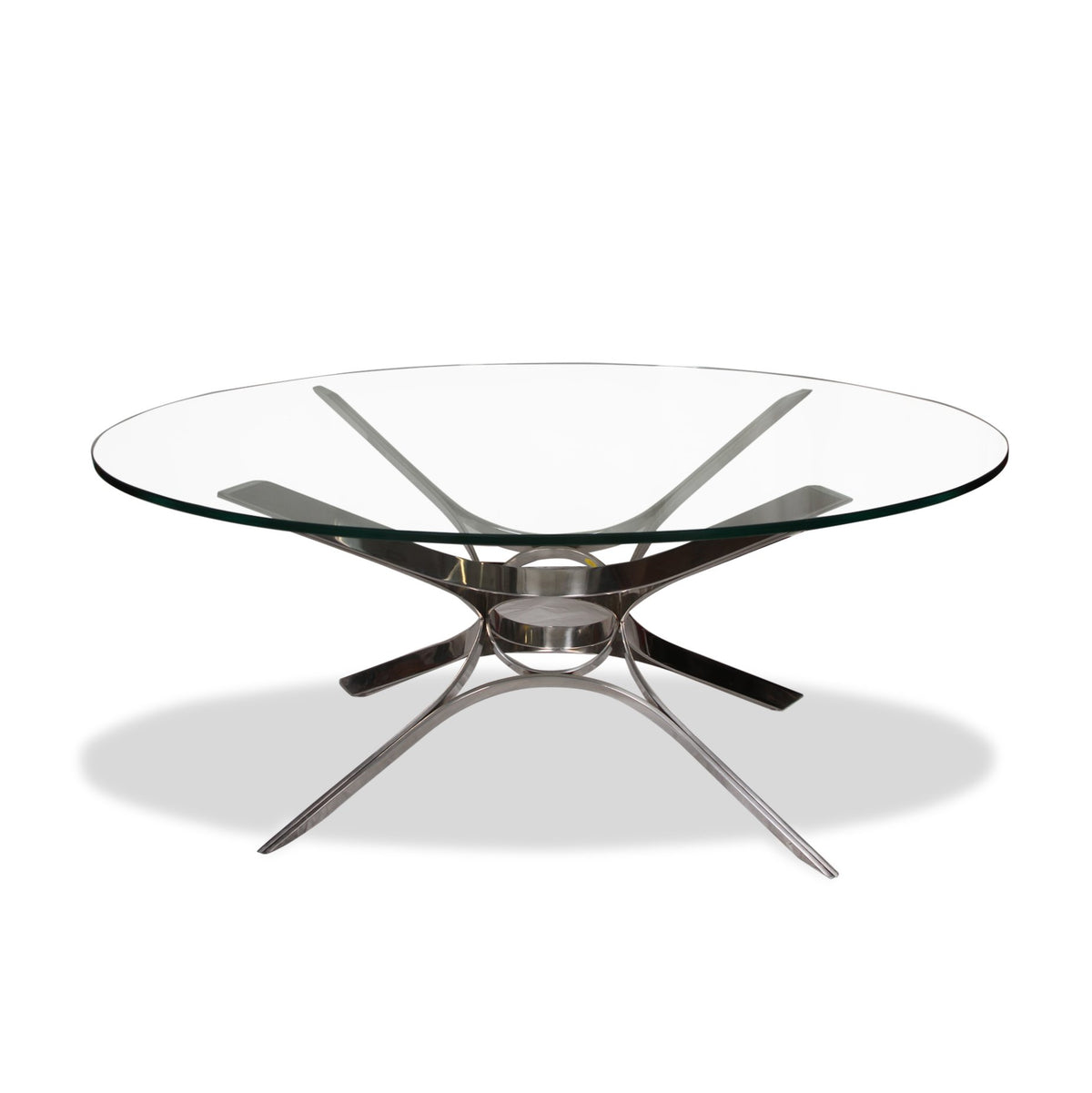 Roger Sprunger Sculptural Stainless Steel and Glass Coffee Table for Dunbar