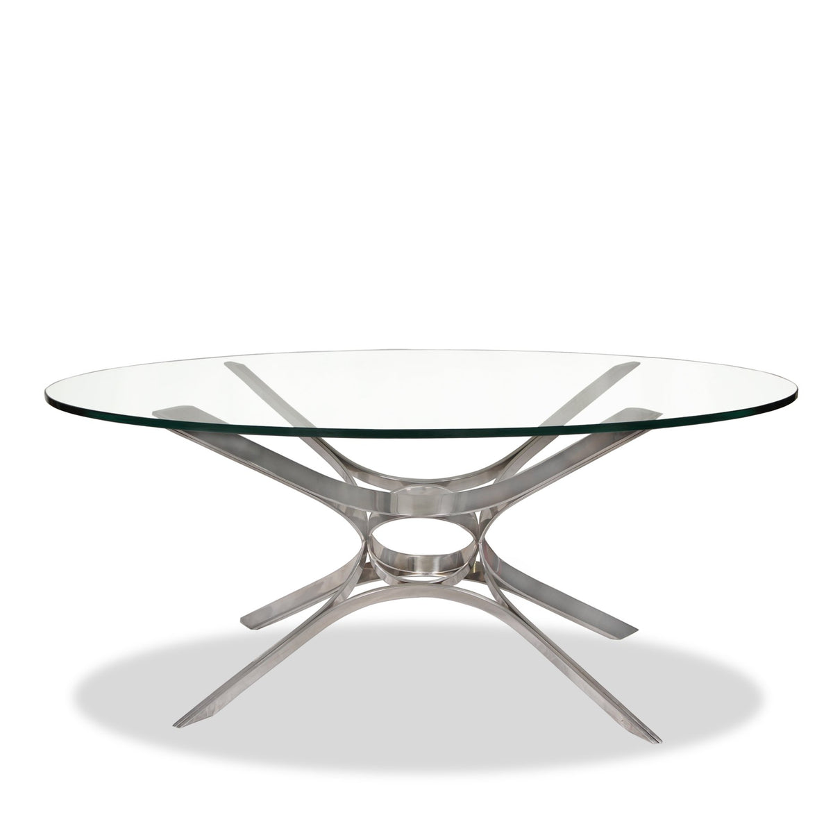 Roger Sprunger Sculptural Stainless Steel and Glass Coffee Table for Dunbar