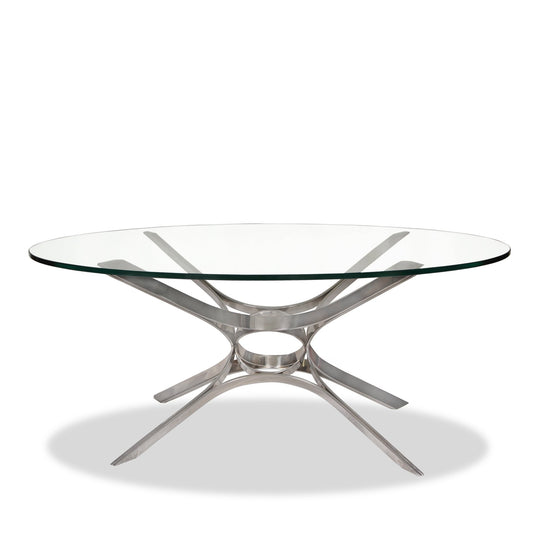 Roger Sprunger Sculptural Stainless Steel and Glass Coffee Table for Dunbar