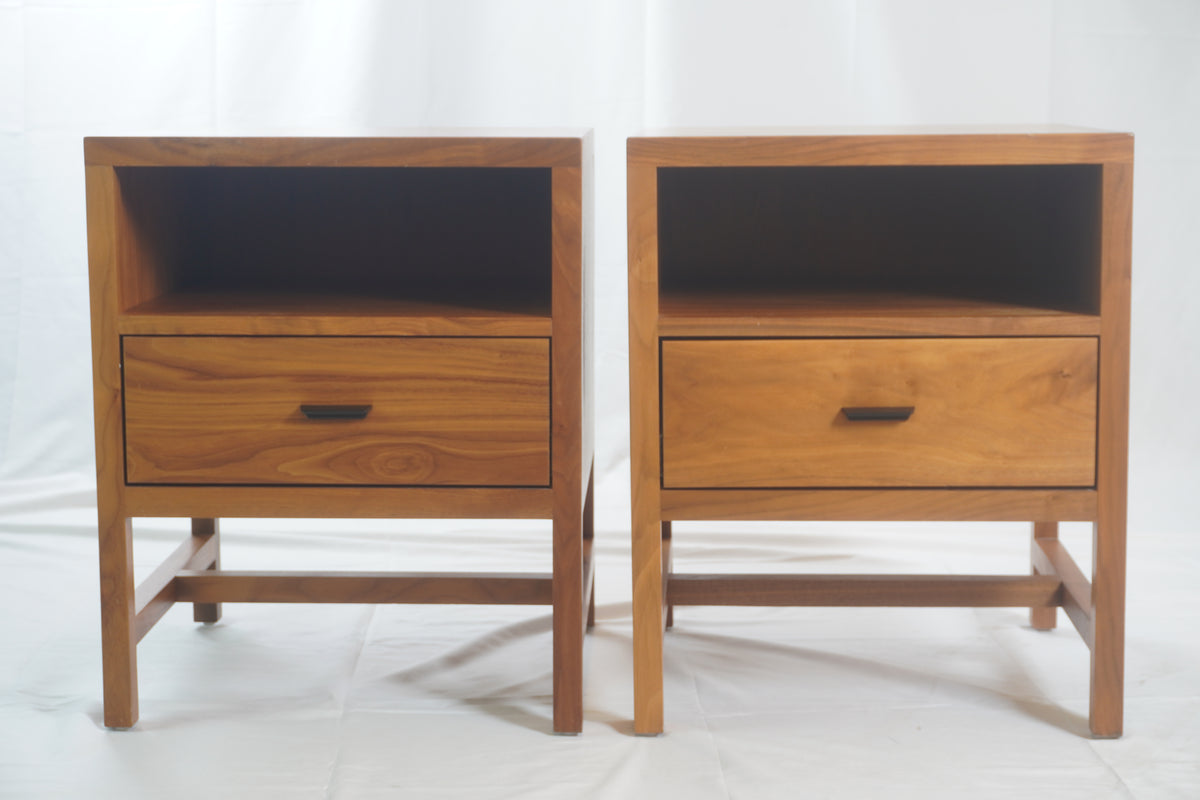 Room and Board Berkeley 1 Drawer Walnut Nighstands, Pair of