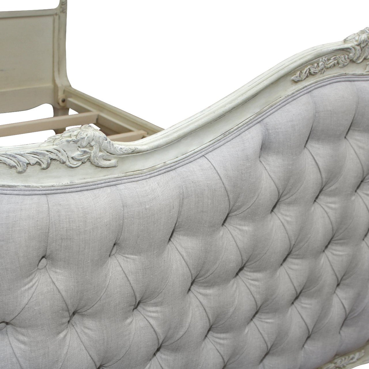 French Louis XV Style Provincial Tufted Queen Size Bed Frame from ABC Carpet & Home