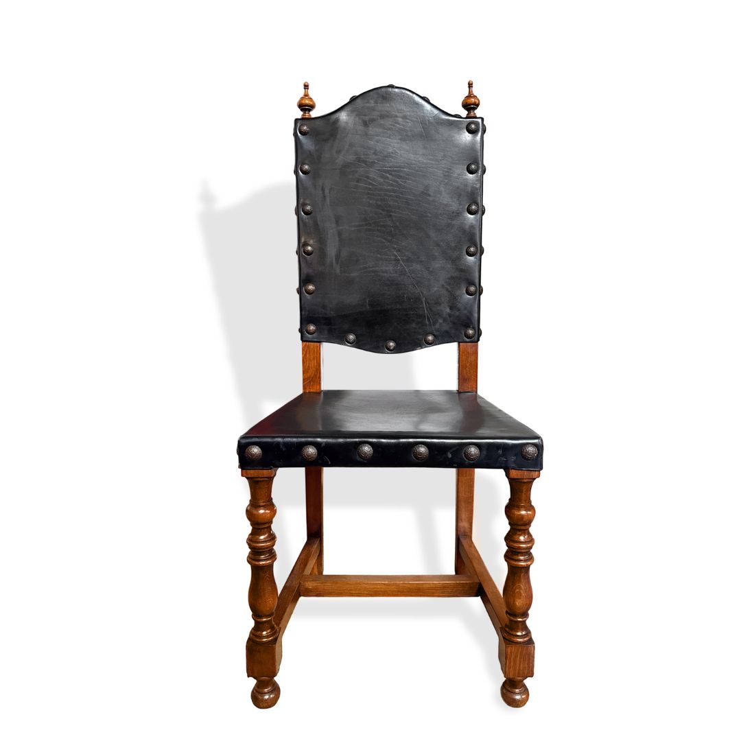 Vintage Portuguese Oak 18th Century Style Dining Chairs C1970s, Set of 10