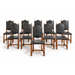 Vintage Portuguese Oak 18th Century Style Dining Chairs C1970s, Set of 10