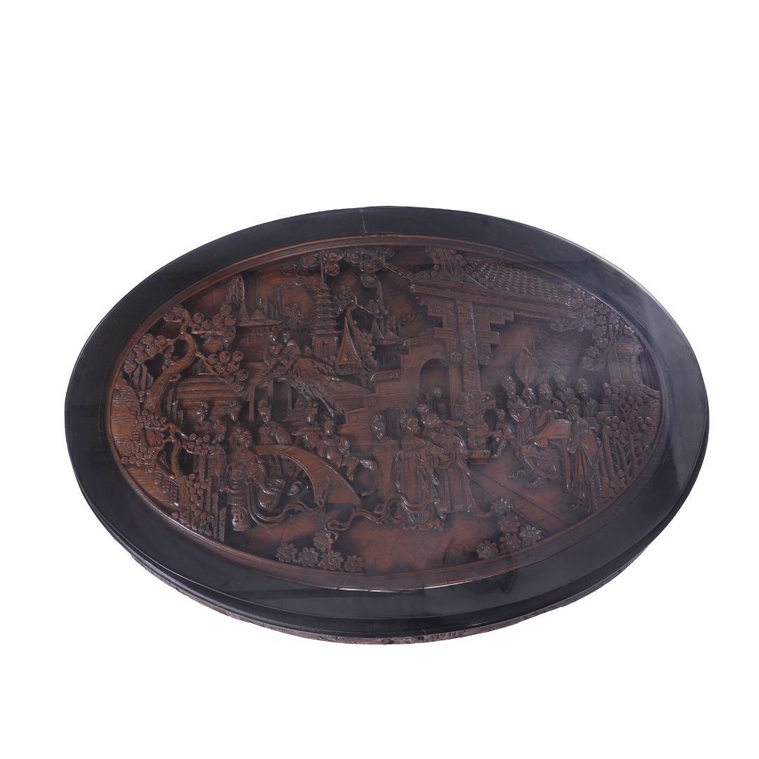 Antique George Zee Asian Carved TEA Coffee TABLE, 7 pcs