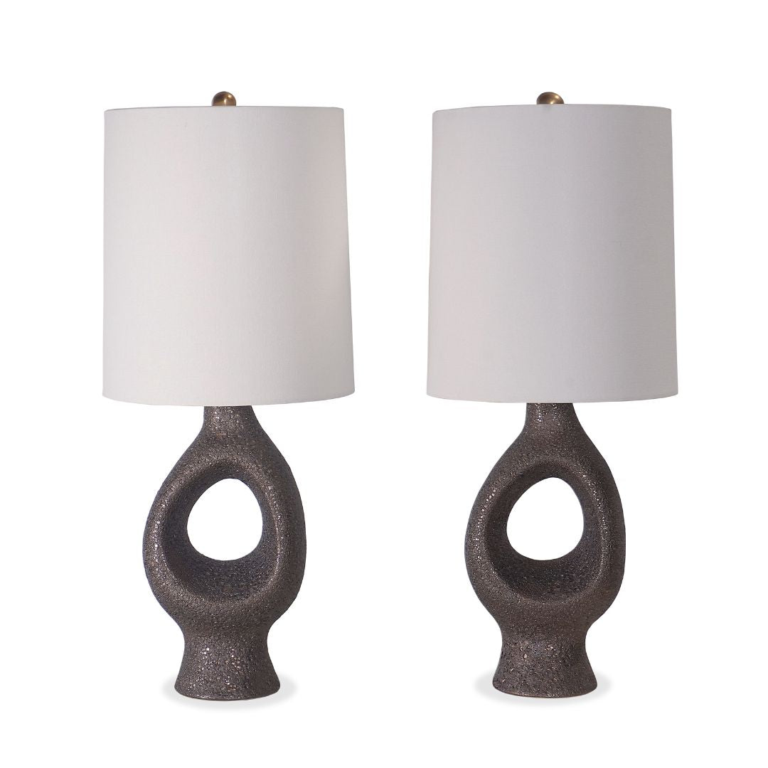 Aerin Capra Medium Table Lamps Chalk Burnt Gold, Pair of