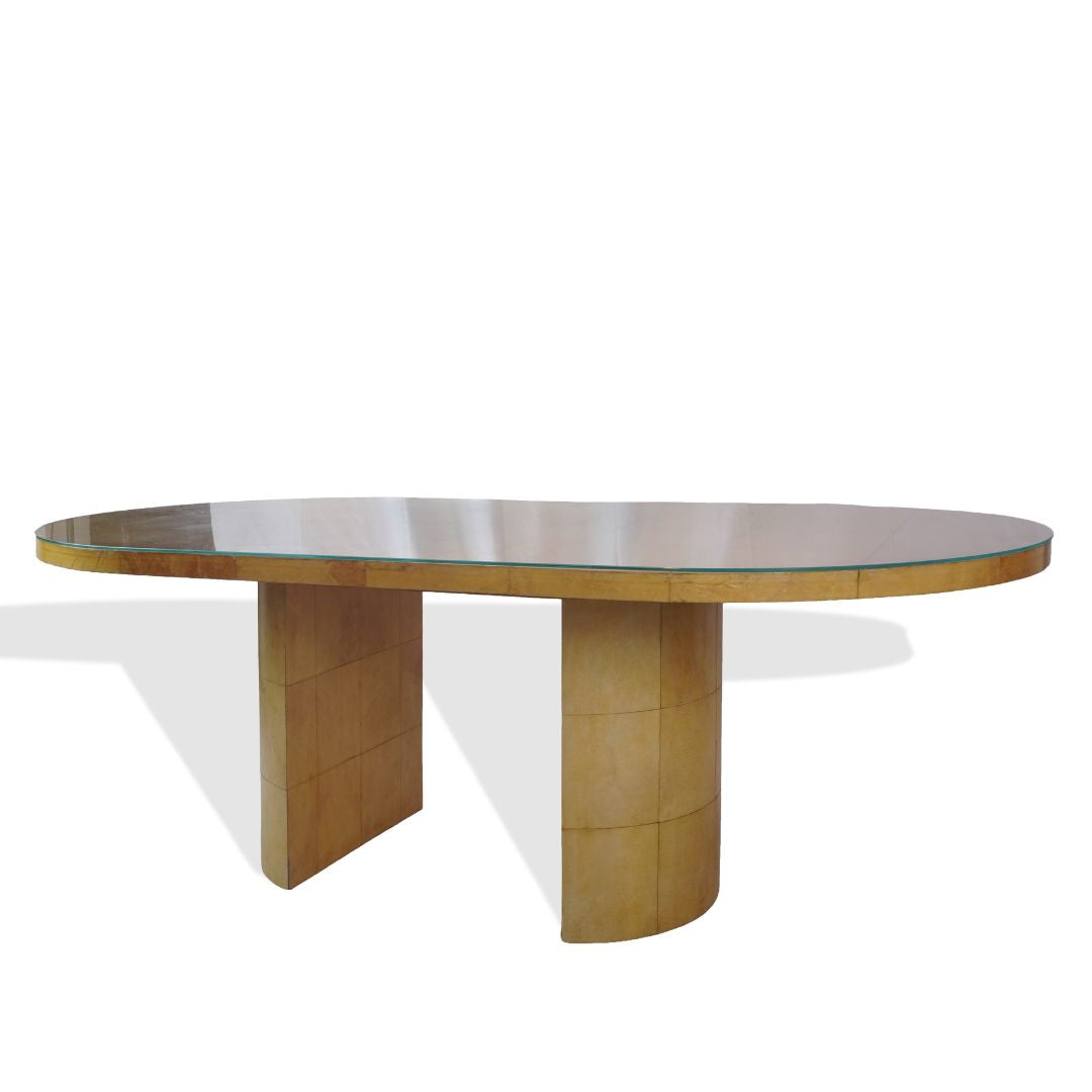 Karl Spring MCM Lacquered Goatskin Dining, Conference Table  C1970s