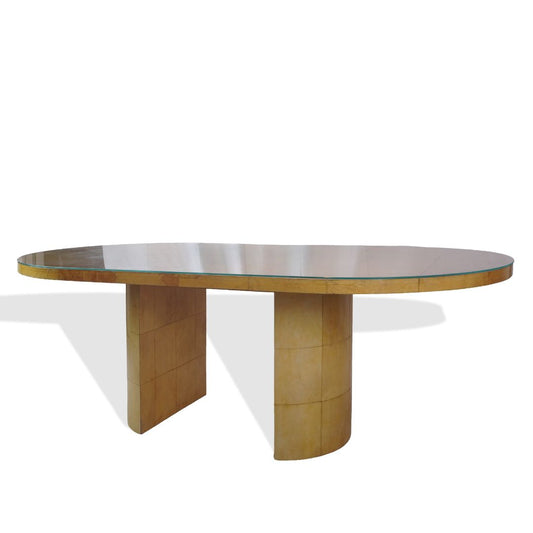Karl Springer MCM Lacquered Goatskin Dining, Conference Table  C1970s