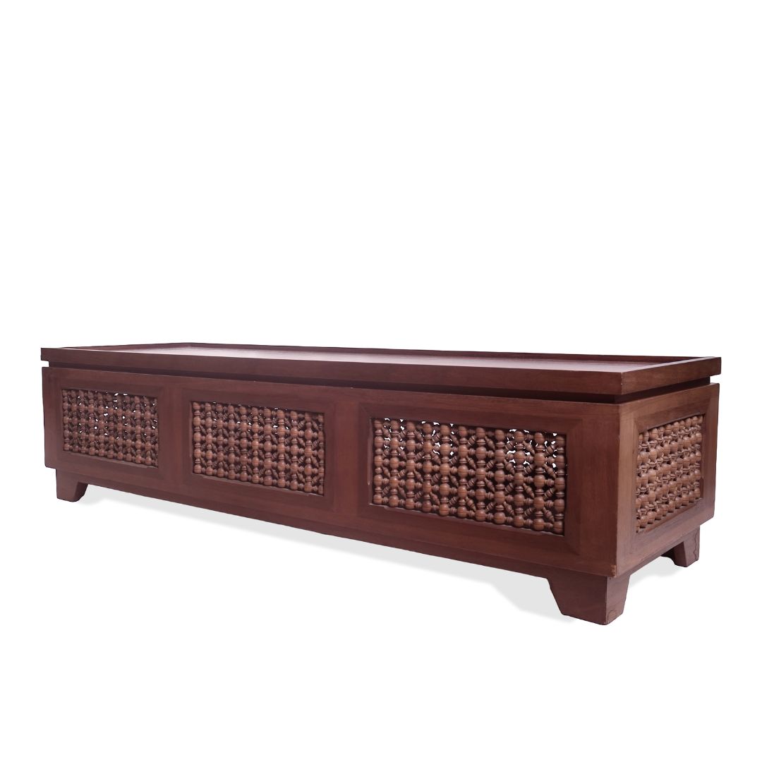 Vintage Handcarved Asian Trunk Bench
