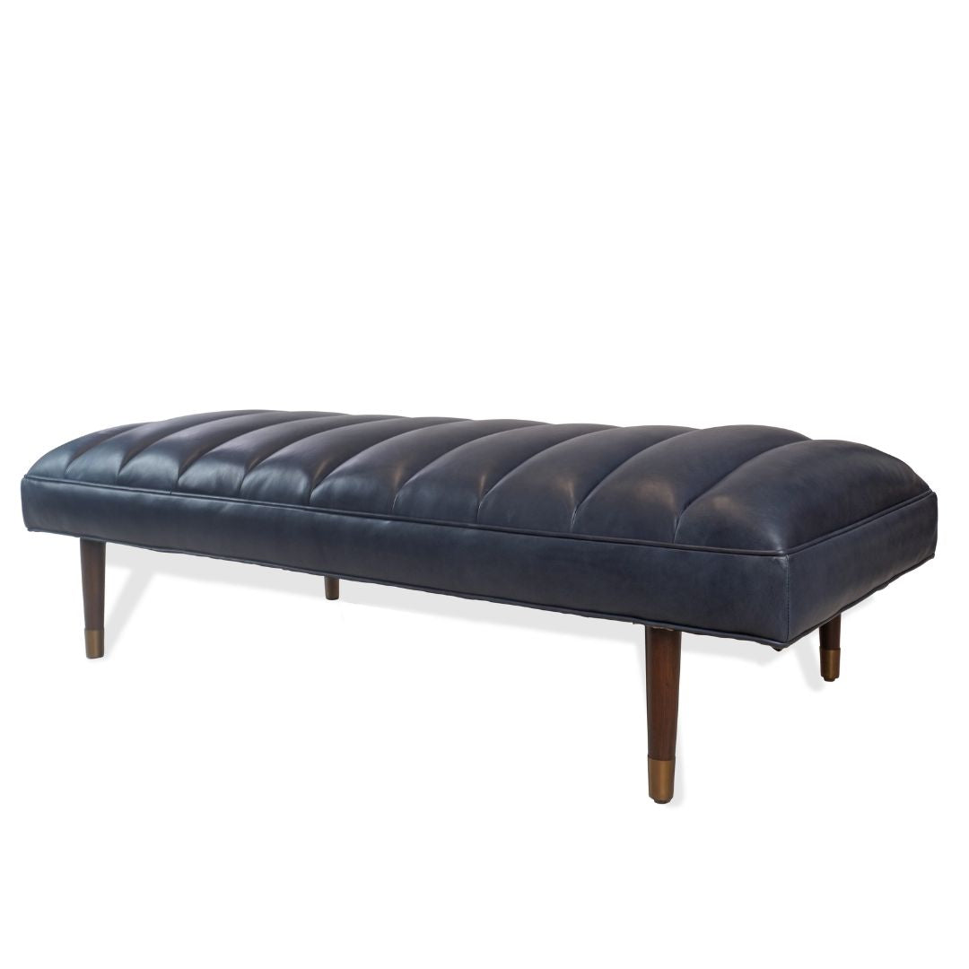 Arteriors Christophe Indigo Leather Refinery Bench