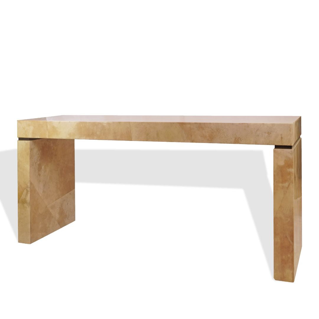 Sally Sirkin Lewis Faux Goatskin Parchment Lacquered Console for J. Robert Scott