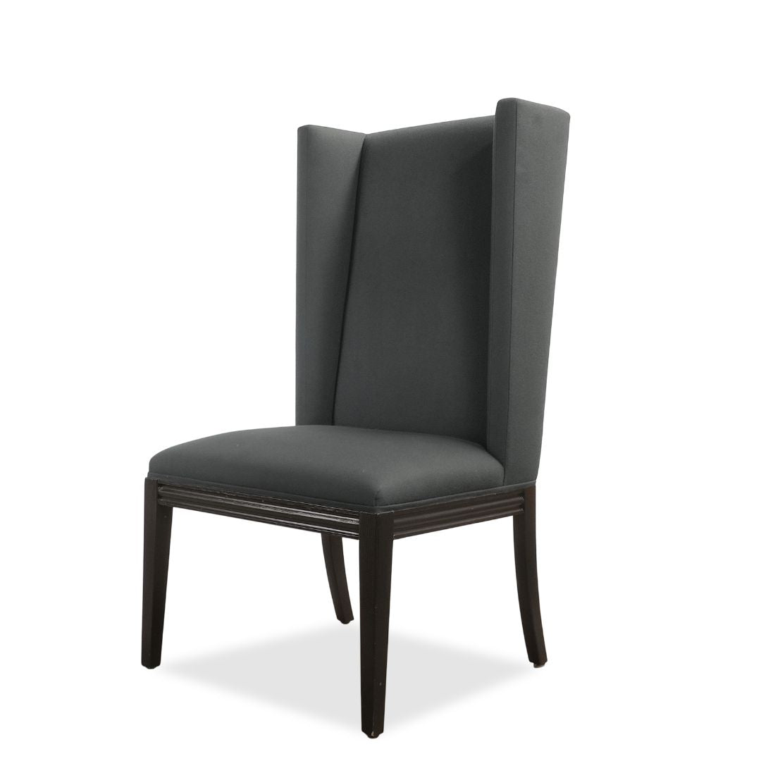 Vintage High Back Chairs in Elitis Flanelle Upholstery, Pair of