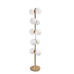 Vintage Italian Brass Floor Lamps with Opaline Ball, Pair of (condition - base with dents and need to be fixed)