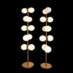 Vintage Italian Brass Floor Lamps with Opaline Ball, Pair of (condition - base with dents and need to be fixed)
