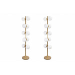 Vintage Italian Brass Floor Lamps with Opaline Ball, Pair of (condition - base with dents and need to be fixed)
