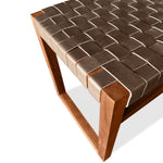 Modern Teak Bench with Woven Leather by Edward Smith