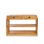 Vintage MILO BAUGHMAN STYLE BURLwood SERVER with Brass Details by Thomasville