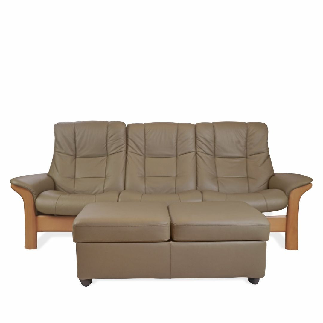 Stressless Buckingham 3 Seat Sofa and Ottoman