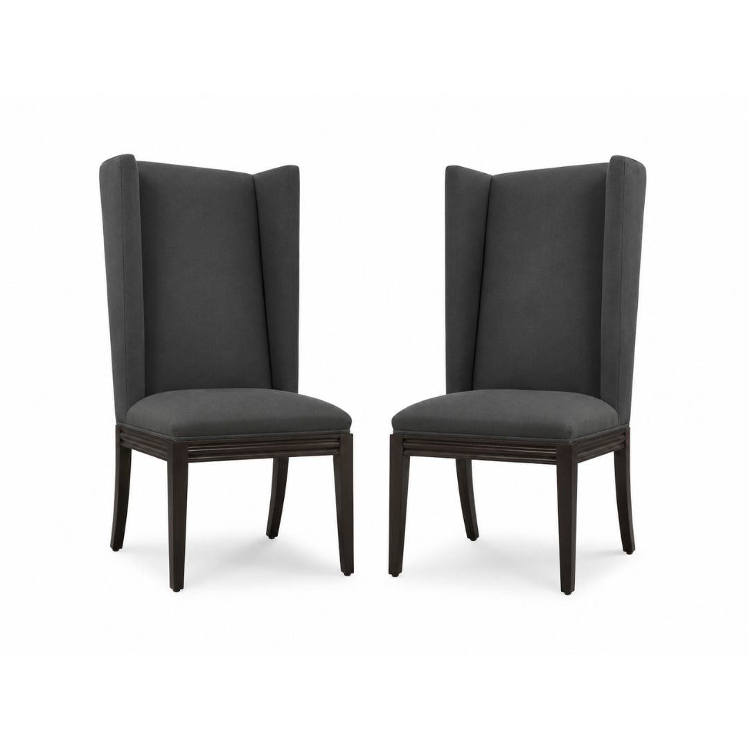 Vintage High Back Chairs in Elitis Flanelle Upholstery, Pair of