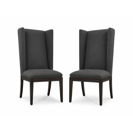 Vintage High Back Chairs in Elitis Flanelle Upholstery, Pair of