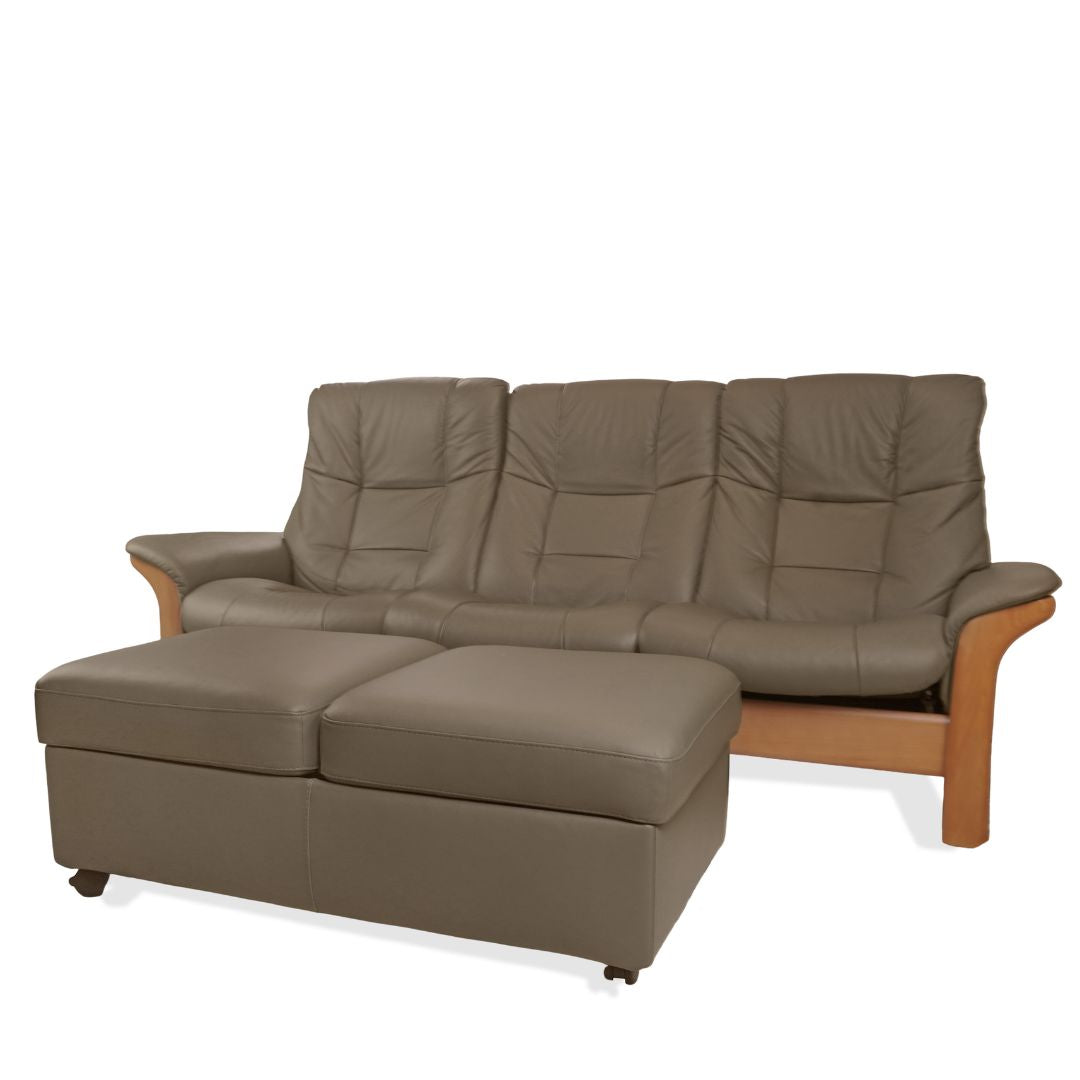 Stressless Buckingham 3 Seat Sofa and Ottoman