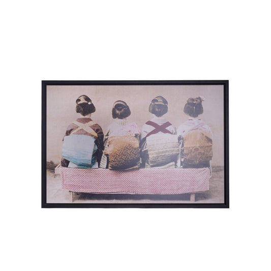 Japanese 'Dance Man' 4 Geisha Vintage Photo with Frame