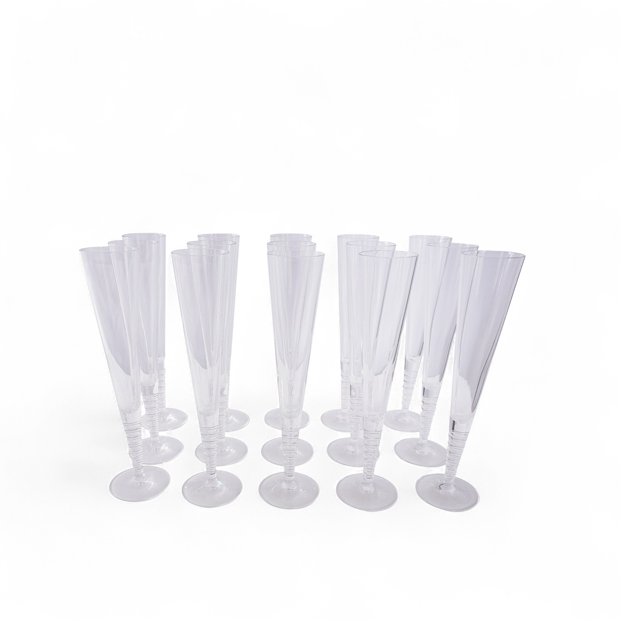 Steuben Evening Art Glass Fluted Champagne Glasses by Dante Marioni, S ...