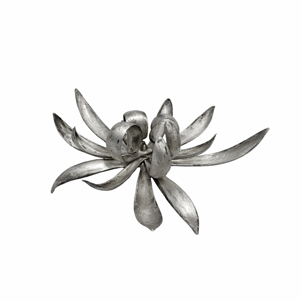 TED MUEHLING STERLING SILVER CHRYSANTHEMUM CANDLE HOLDER