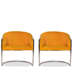 Pair of Anton Lorenz for Thonet Tubular Chromed Steel Club Chairs, 1970s