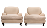 Pair of Lee Industries Lounge Chairs with One Ottoman