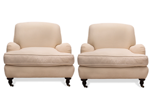 Pair of Lee Industries Lounge Chairs with One Ottoman