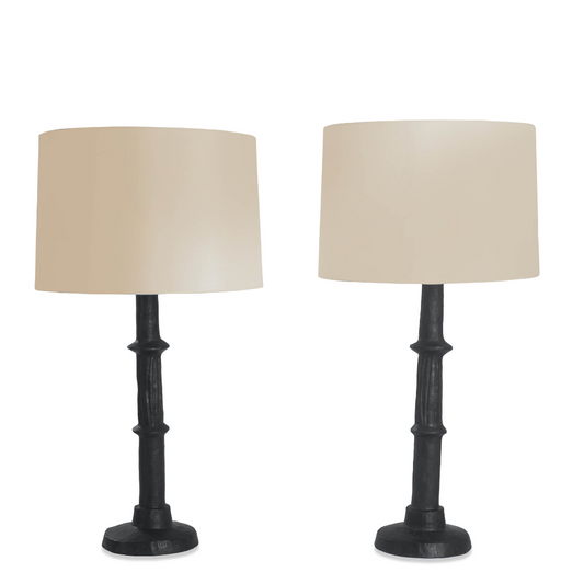 Vintage Alberto Giacometti, Diego Giacometti Bougeoir Style Wrought Iron Lamps, Pair of