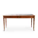 Vintage Baker Faux Bamboo Mahogany and Leather Desk