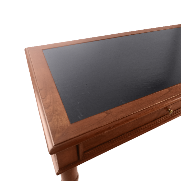 Vintage Baker Faux Bamboo Mahogany and Leather Desk