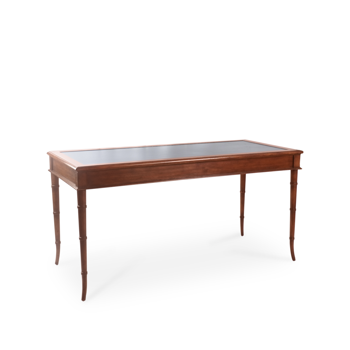 Vintage Baker Faux Bamboo Mahogany and Leather Desk