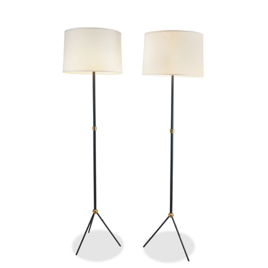 Vintage Italian Brass & Metal Floor Lamps with Tripod Legs C1980s