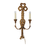 Vintage Italian Carved Gilt Wood & Metal Wall Sconces