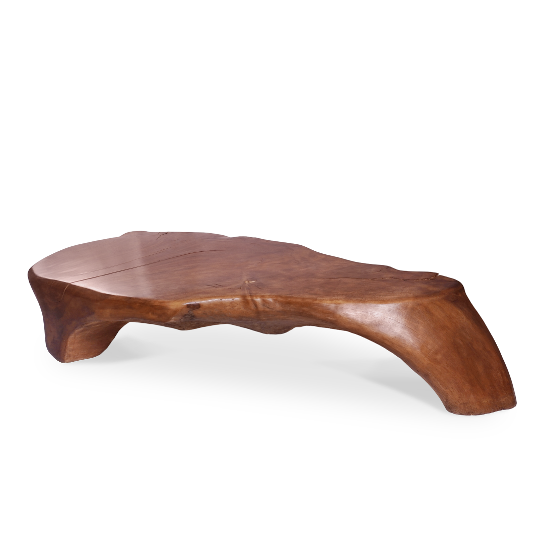 Vintage Large Solid Teak Live Edge Coffee Table