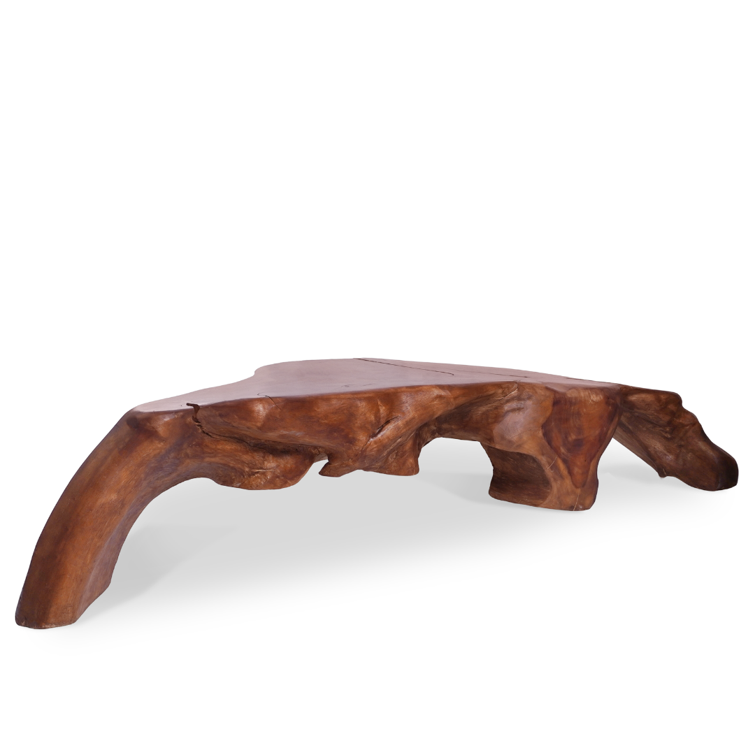 Vintage Large Solid Teak Live Edge Coffee Table