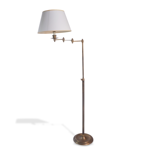 Vintage Maison Jansen Style Swing-Arm Brass Adjustable Reading Floor Lamp