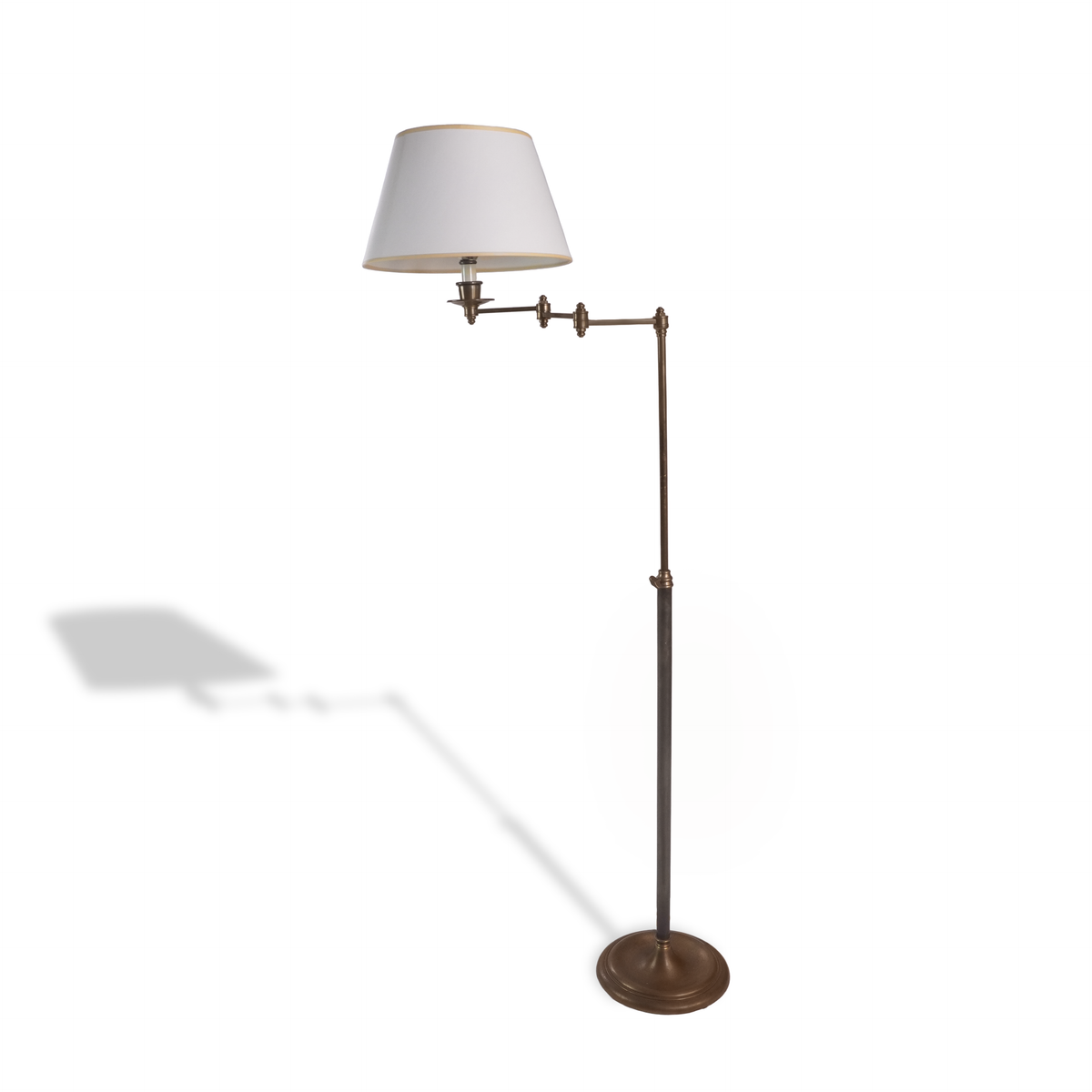 Vintage Maison Jansen Style Swing-Arm Brass Adjustable Reading Floor Lamp