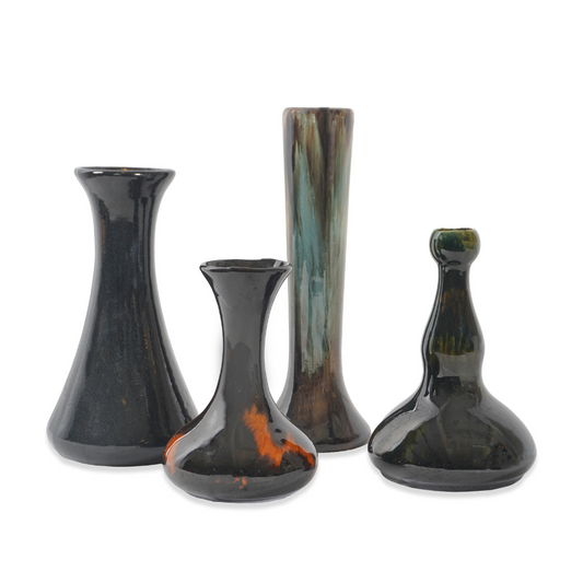 Vintage McCoy Drip Glaze Black Onyx Art Pottery Collection, Set of 4